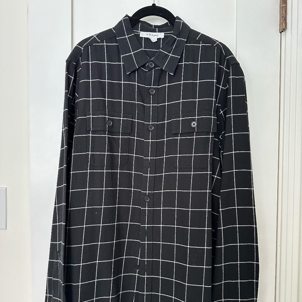 Frame Classic Fit Checkered Flannel Long Sleeve Button Down